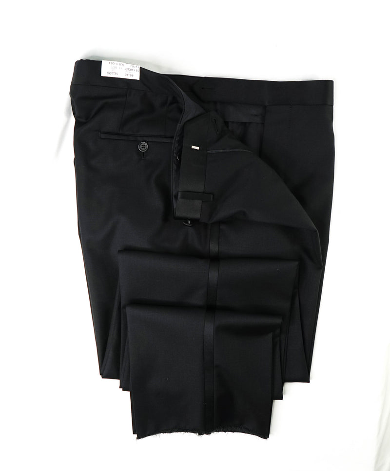 SAMUELSOHN - "SUPER 120's" Black On Black TUX Dinner Flat Front Pants - 40W
