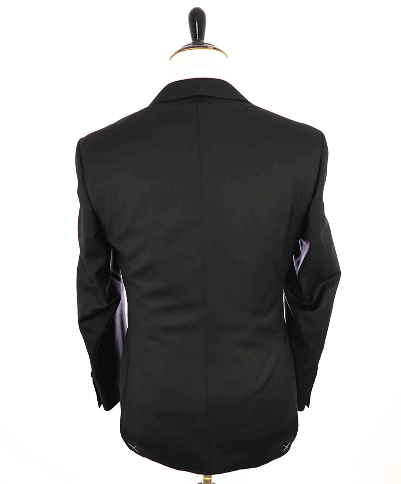 $2,000 CANALI - Solid Black *CLOSET STAPLE* Notch Lapel Suit - 38S