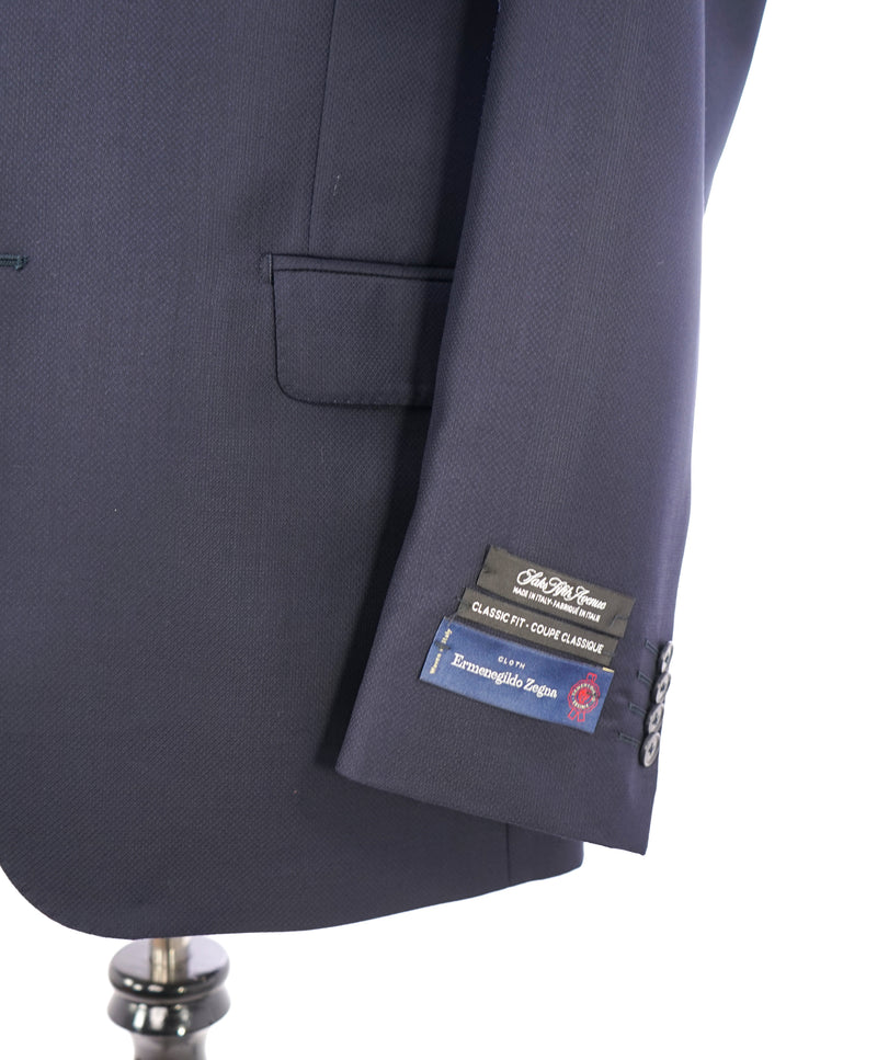 SAKS FIFTH AVENUE / ERMENEGILDO ZEGNA- Classic Fit Oxford Weave Blue Blazer- 42R