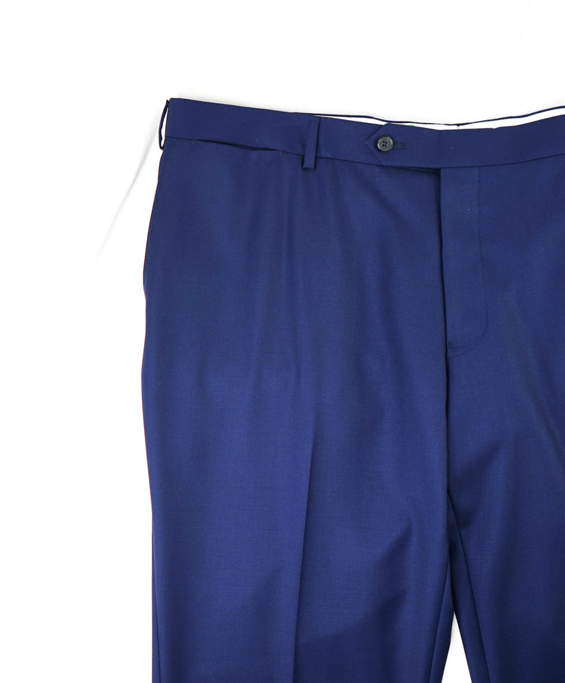 SAMUELSOHN - "SUPER 120's" Cobalt Blue Wool Flat Front Pants - 42W