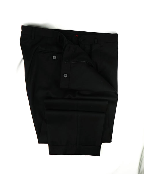 ISAIA - *AQUASPIDER 160's* Black Wool Dress Pants Flat Front - 40W