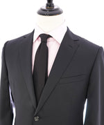 Z ZEGNA - Solid Black Fabric LOGO BUTTONS Drop 8 Wool Suit - 44R