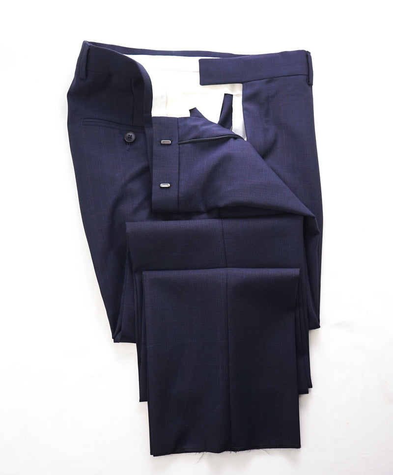 Z ZEGNA - *BLUE & BURGUNDY* Check Blue Flat Front Dress Pants - 30W