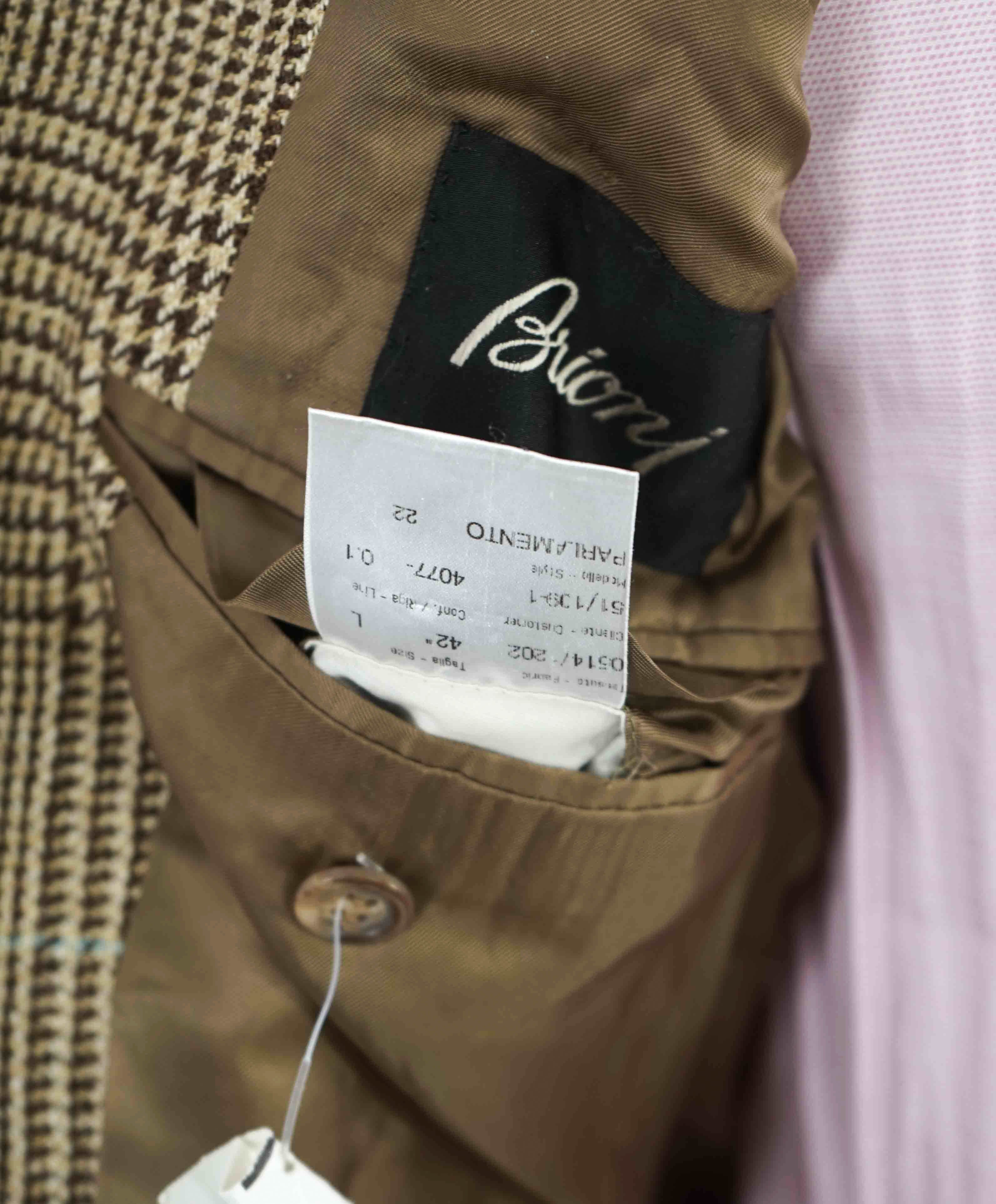 $5,495 BRIONI -"PARLAMENTO"  BROWN/BLUE Light Wool Blazer Italy - 42L NWD