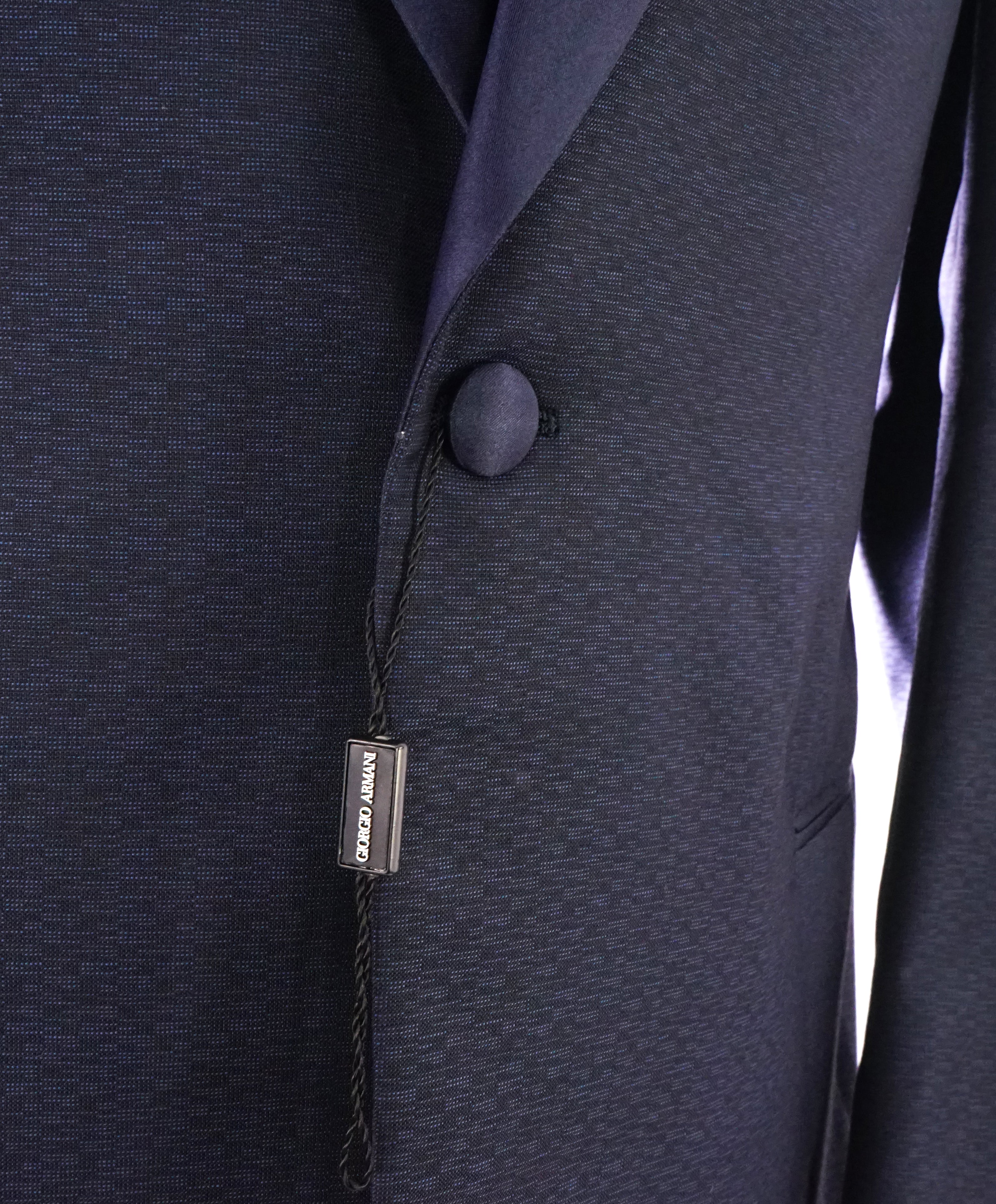 $3,095 GIORGIO ARMANI - Blue Peak Lapel "SOFT" Textured Dinner Jacket Blazer - 42R