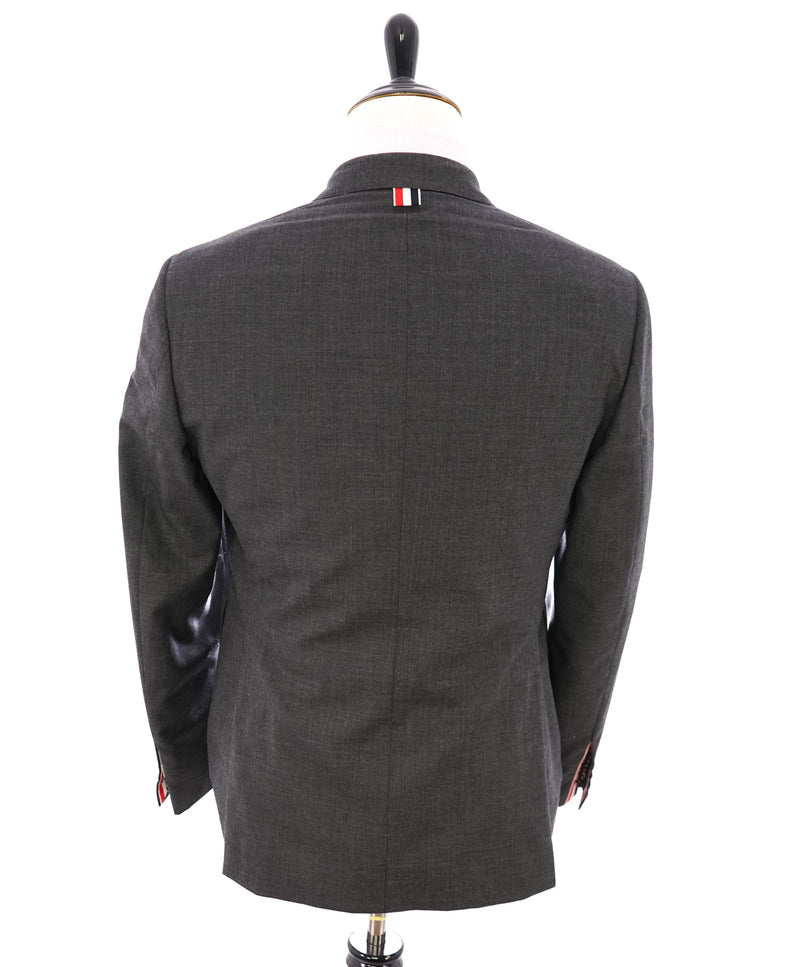 $2,595 THOM BROWNE - Gray Blazer With Iconic LOGO Detailing - SZ 0 (36US)