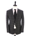 RALPH LAUREN PURPLE LABEL - CASHMERE Gray Windowpane Semi-Lined Blazer - 42R