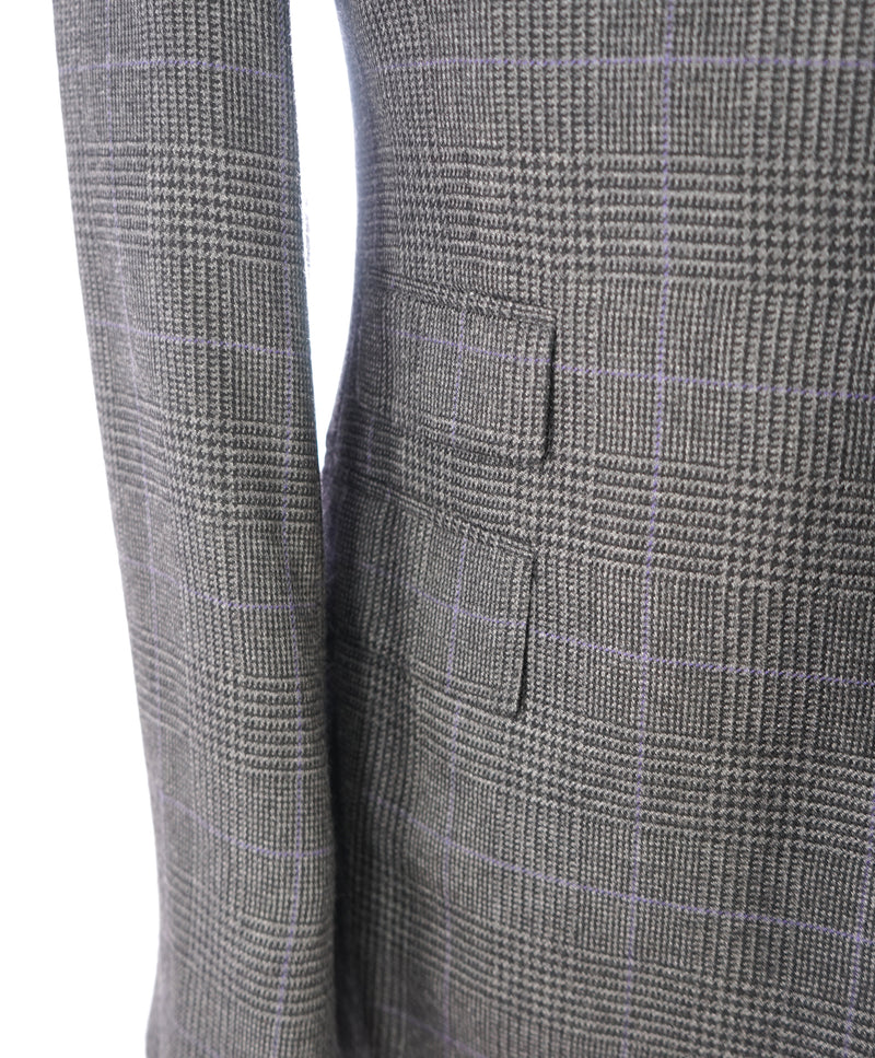 RALPH LAUREN PURPLE LABEL - PURE CASHMERE Royal Plaid Gray & Purple - 38R