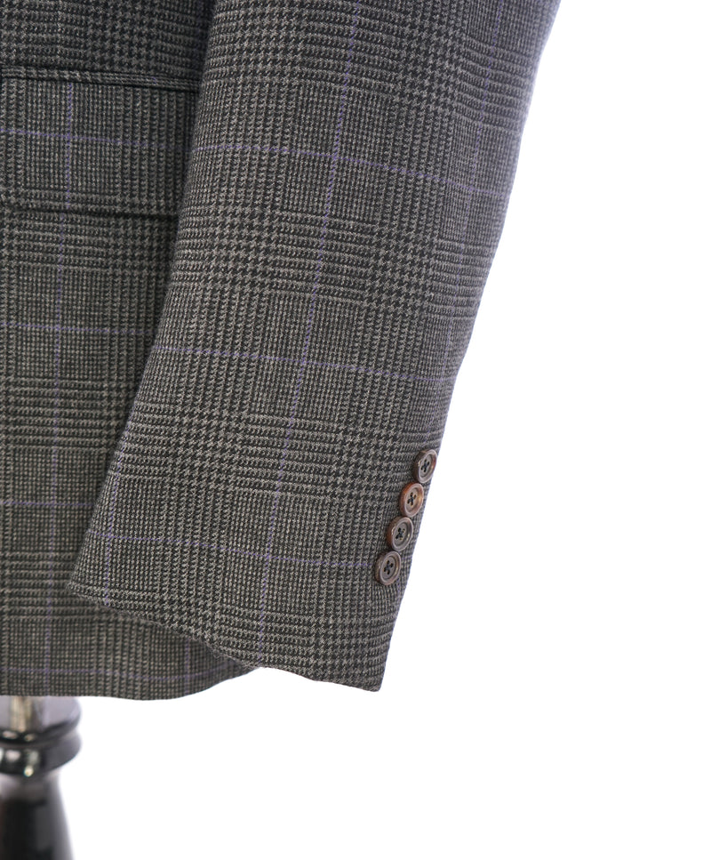 RALPH LAUREN PURPLE LABEL - PURE CASHMERE Royal Plaid Gray & Purple - 38R