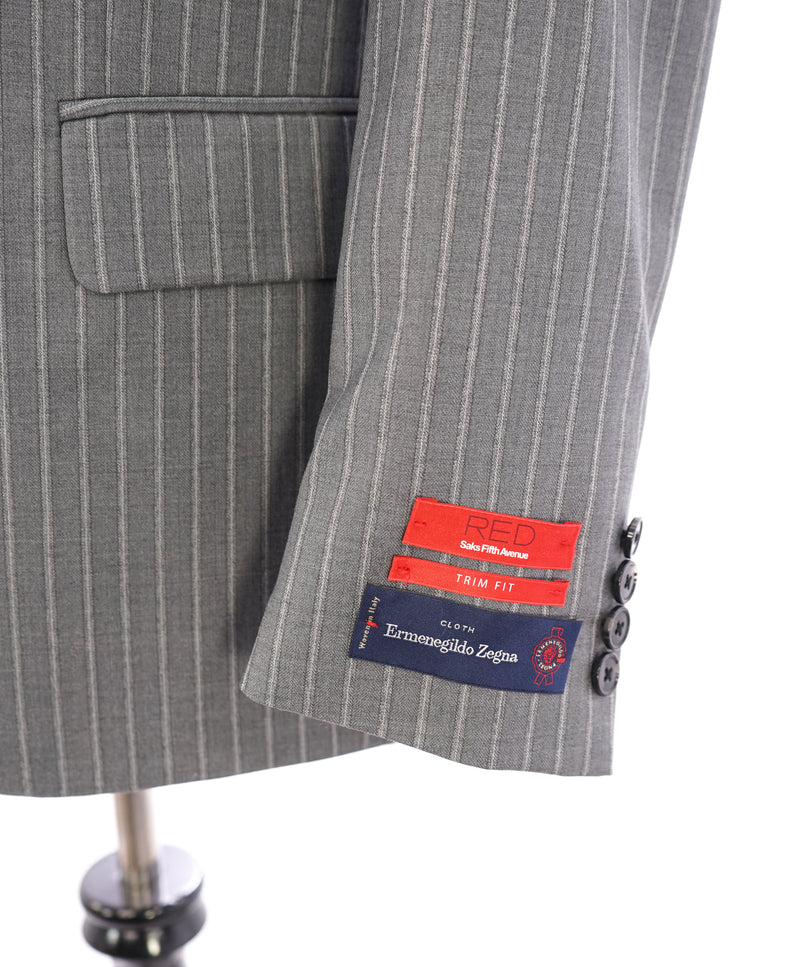 SAKS FIFTH AVENUE - ERMENEGILDO ZEGNA Gray Stripe Trim Suit - 38S