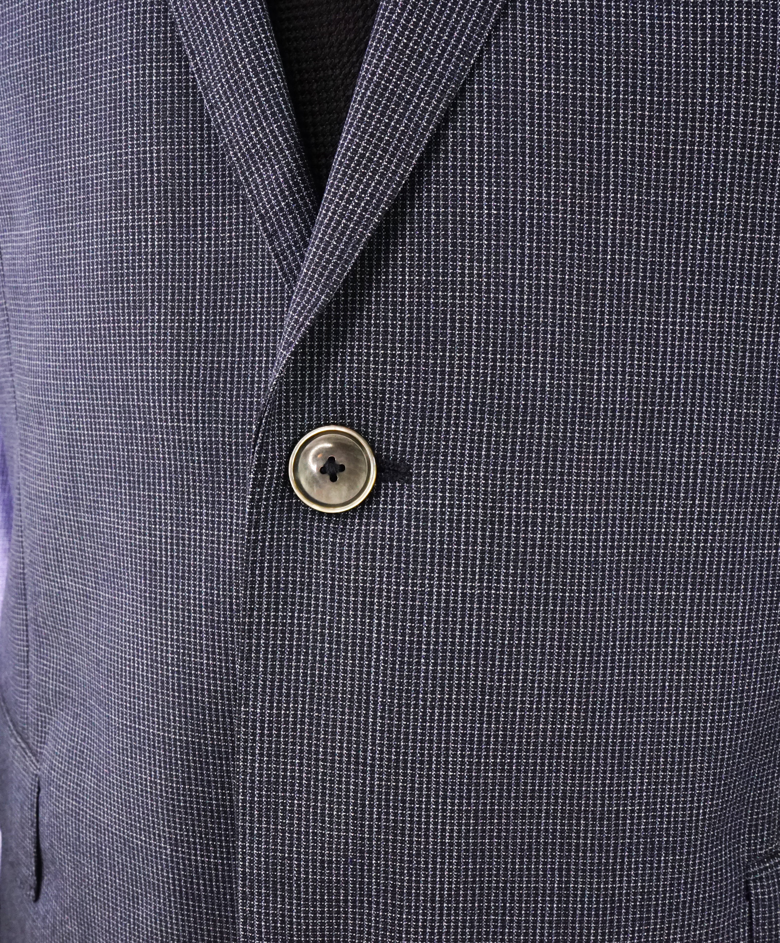 HUGO BOSS - "Guabello" Italian Fabric Blue MicroCheck Blazer Pearl Buttons - 44R