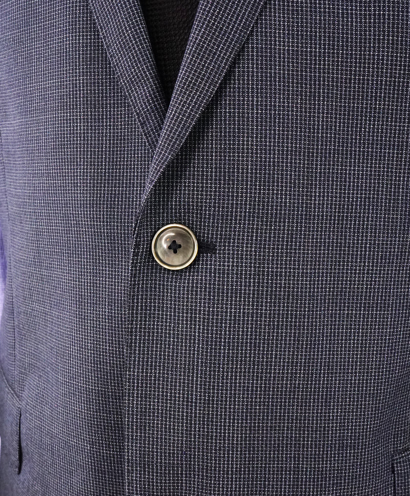 HUGO BOSS - "Guabello" Italian Fabric Blue MicroCheck Blazer Pearl Buttons - 44R