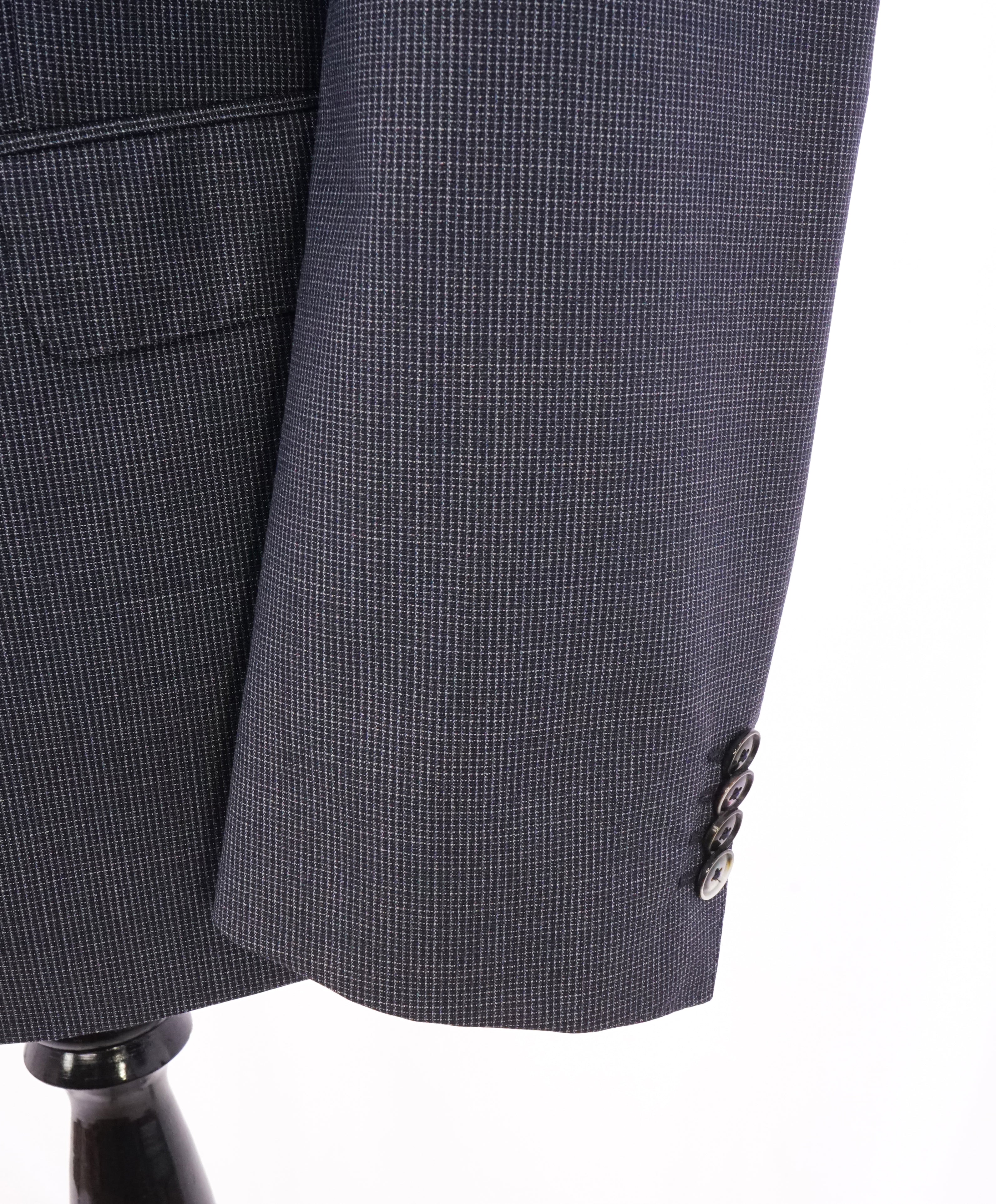 HUGO BOSS - "Guabello" Italian Fabric Blue MicroCheck Blazer Pearl Buttons - 44R