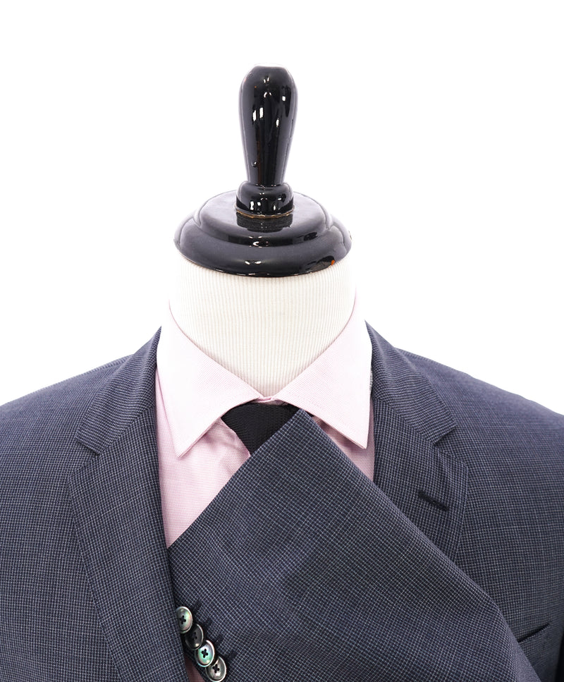 HUGO BOSS - "Guabello" Italian Fabric Blue MicroCheck Blazer Pearl Buttons - 44R