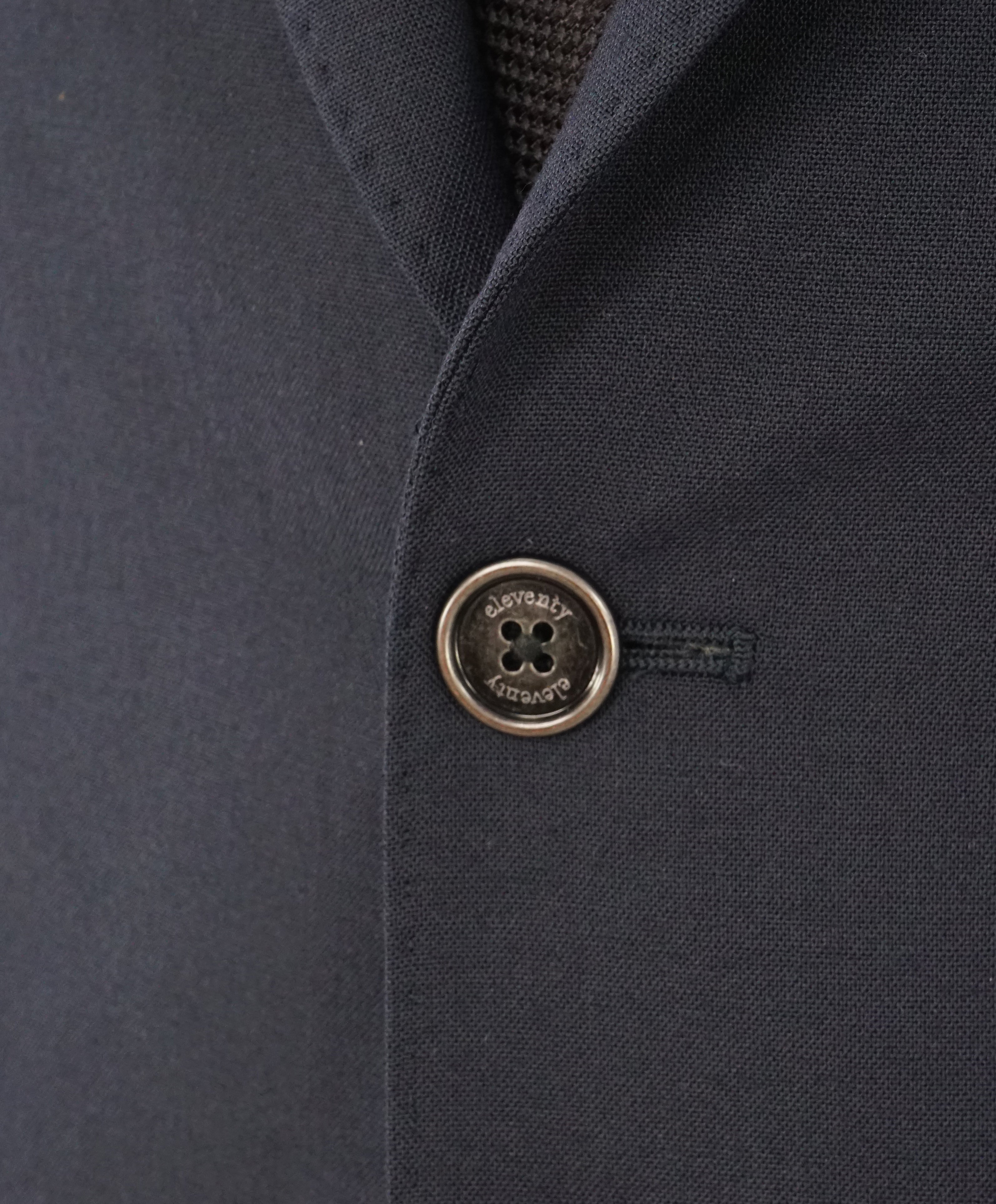 ELEVENTY - Iconic Navy Blazer W LOGO Buttons Active Stretch Fabric - 36R