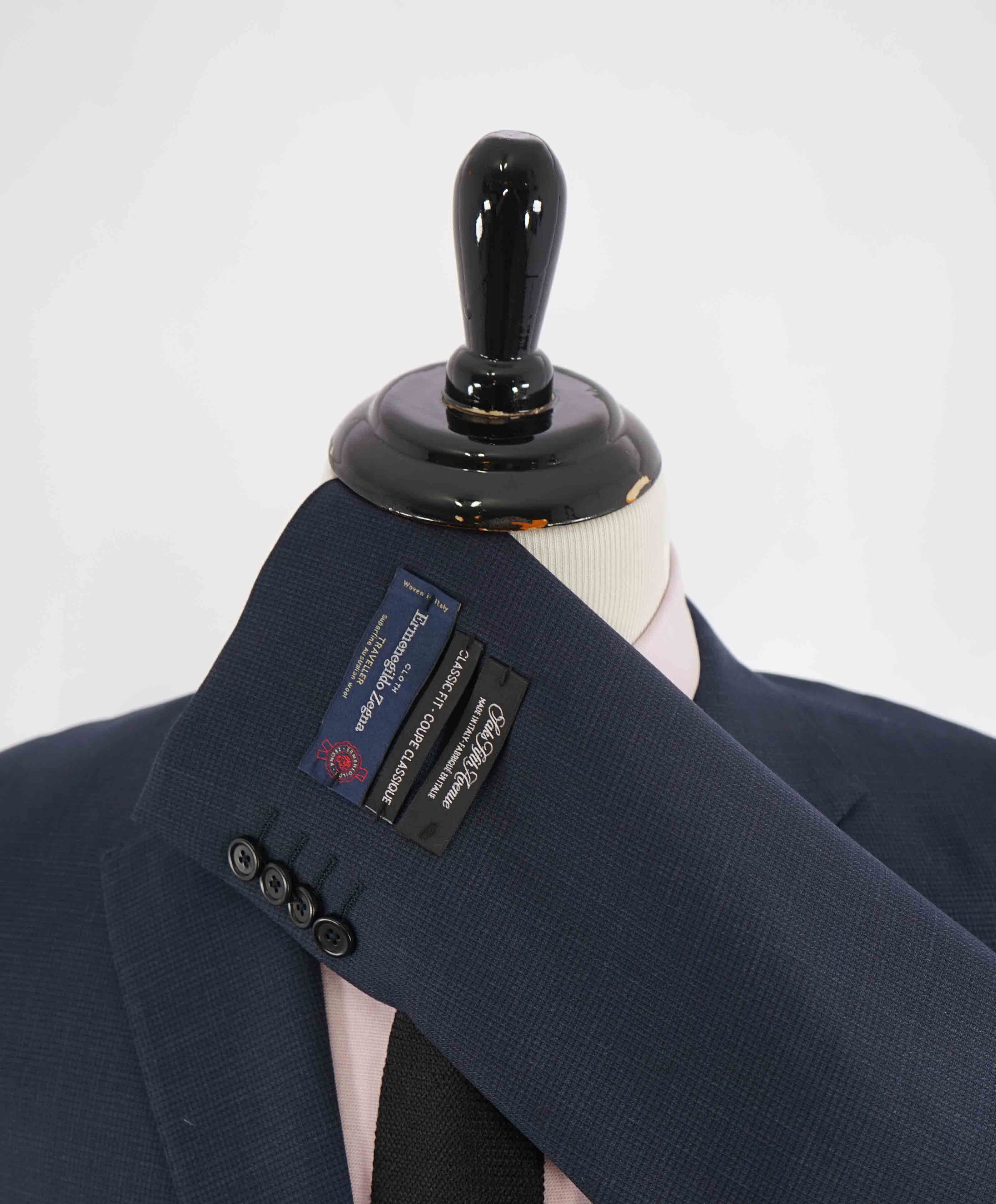 $995 ERMENEGILDO ZEGNA - By SAKS FIFTH AVENUE "Classic" Blue Blazer- 44S