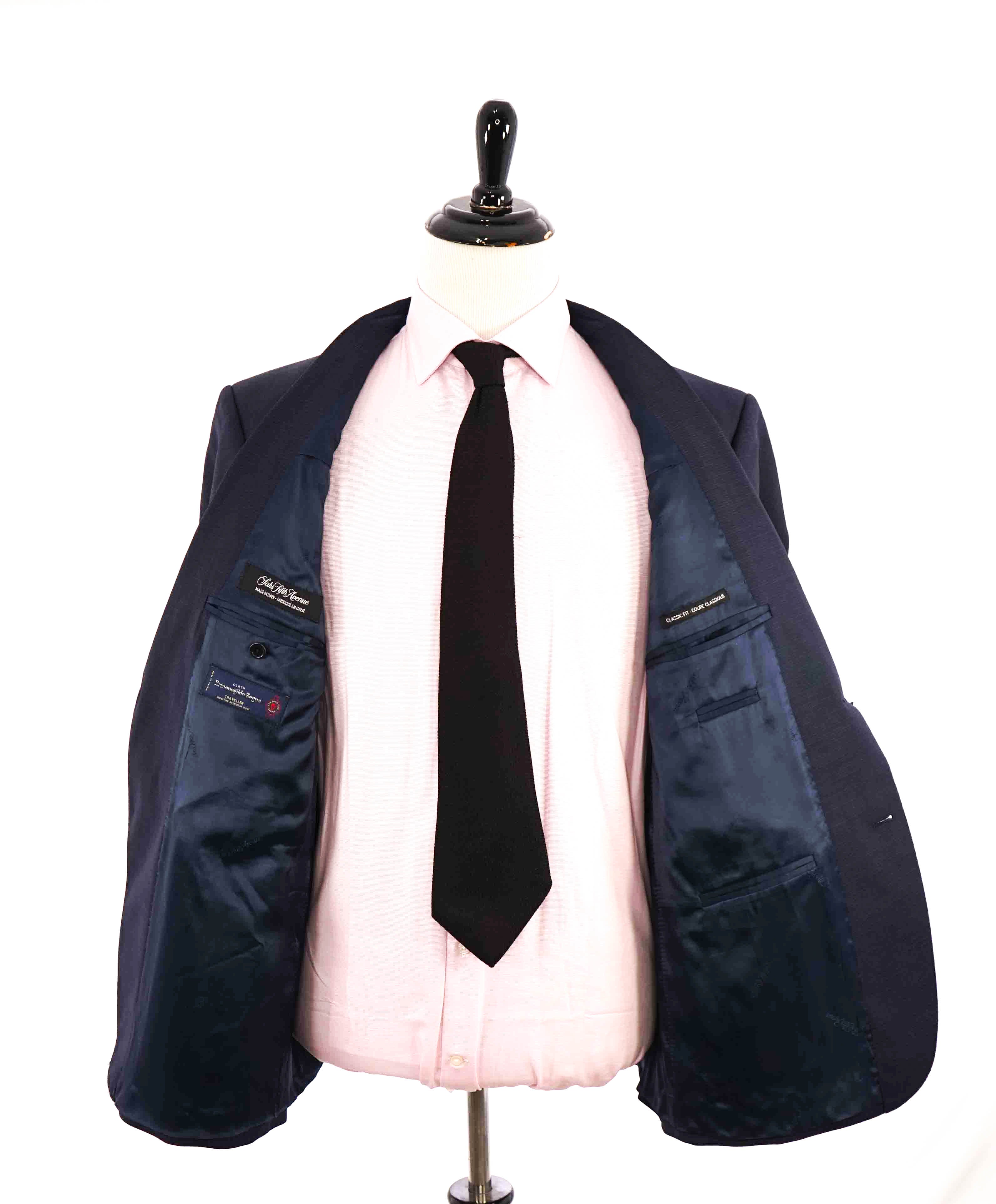 $995 ERMENEGILDO ZEGNA - By SAKS FIFTH AVENUE "Classic" Blue Blazer- 44S