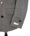 CANALI - Black & White Herringbone Double Breasted Peacoat Quilted Coat - 42