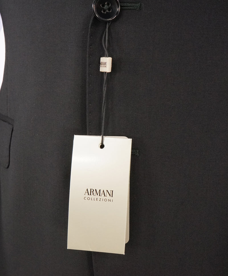 ARMANI COLLEZIONI - Black 2-Button Notch Lapel "M Line" Slim Suit - 38R