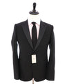 ARMANI COLLEZIONI - Black Textured Peak Lapel "M Line" Slim Suit - 38R