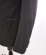 ARMANI COLLEZIONI - Black Textured Peak Lapel "M Line" Slim Suit - 38R