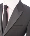 ARMANI COLLEZIONI - Black Textured Peak Lapel "M Line" Slim Suit - 38R