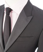 ARMANI COLLEZIONI - Black Textured Peak Lapel "M Line" Slim Suit - 38R