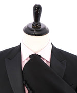 ARMANI COLLEZIONI - Black Textured Peak Lapel "M Line" Slim Suit - 38R