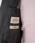 ARMANI COLLEZIONI - Black Textured Peak Lapel "M Line" Slim Suit - 38R