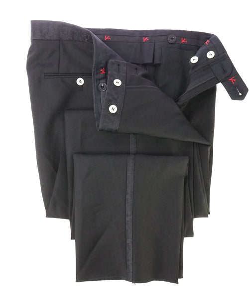 ISAIA - Wool/Mohair "Barathea Gregorio" Paisley Tux Dress Pants Flat Front - 33W