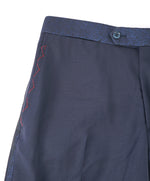 ISAIA - Wool/Mohair "Barathea Gregorio" Floral Blue Tux Dress Pants Flat Front- 30W