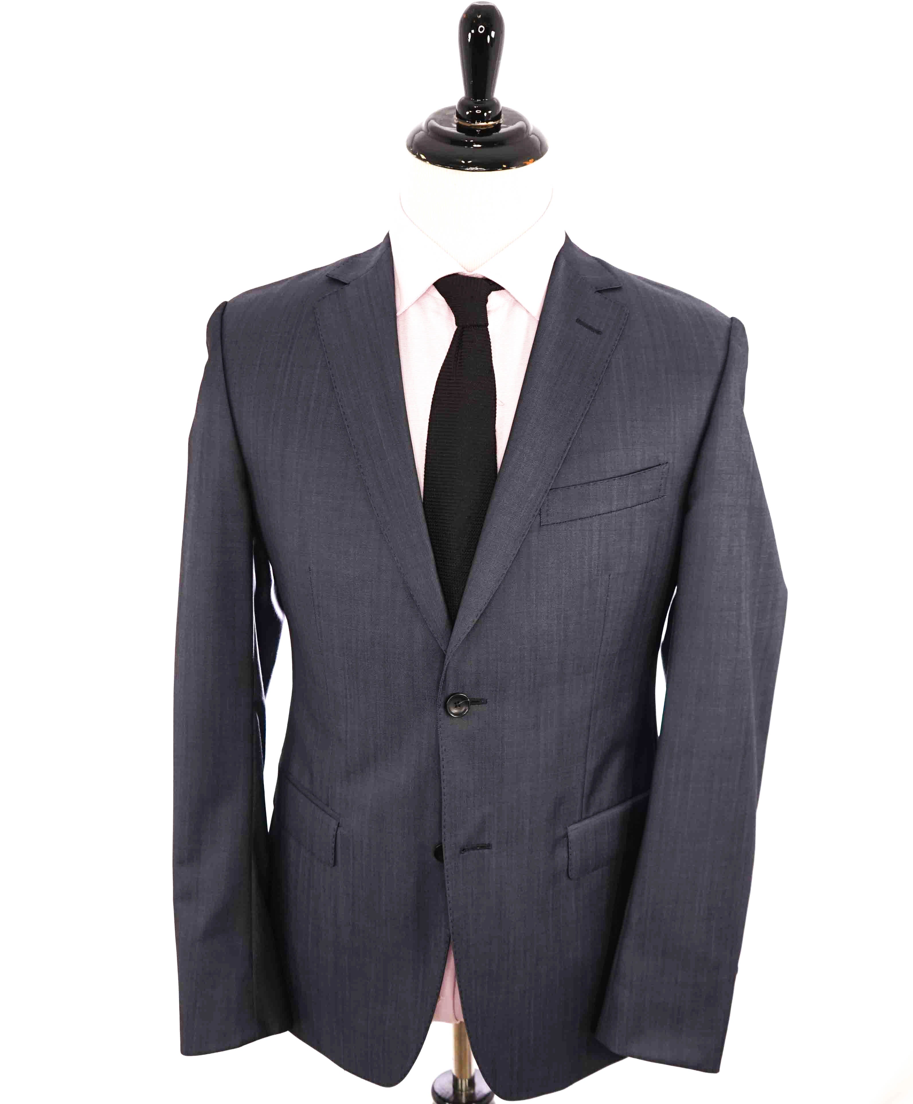 $995 Z ZEGNA - Steel Blue Sharkskin Mohair 2-Button Notch Lapel Blazer - 38R