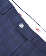 ISAIA - 160's Aquaspider Nuova Base "S" Blue Plaid Dress Pants Flat Front- 42W