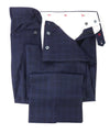 ISAIA - 160's Aquaspider Nuova Base "S" Blue Plaid Dress Pants Flat Front- 42W