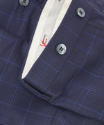 ISAIA - 160's Aquaspider Nuova Base "S" Blue Plaid Dress Pants Flat Front- 42W