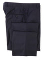 HICKEY FREEMAN - Solid Navy Closet Staple Wool Flat Front Dress Pants - 36W