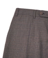 CANALI - Brown & Rust Micro Check Plaid Wool Flat Front Dress Pants - 31W