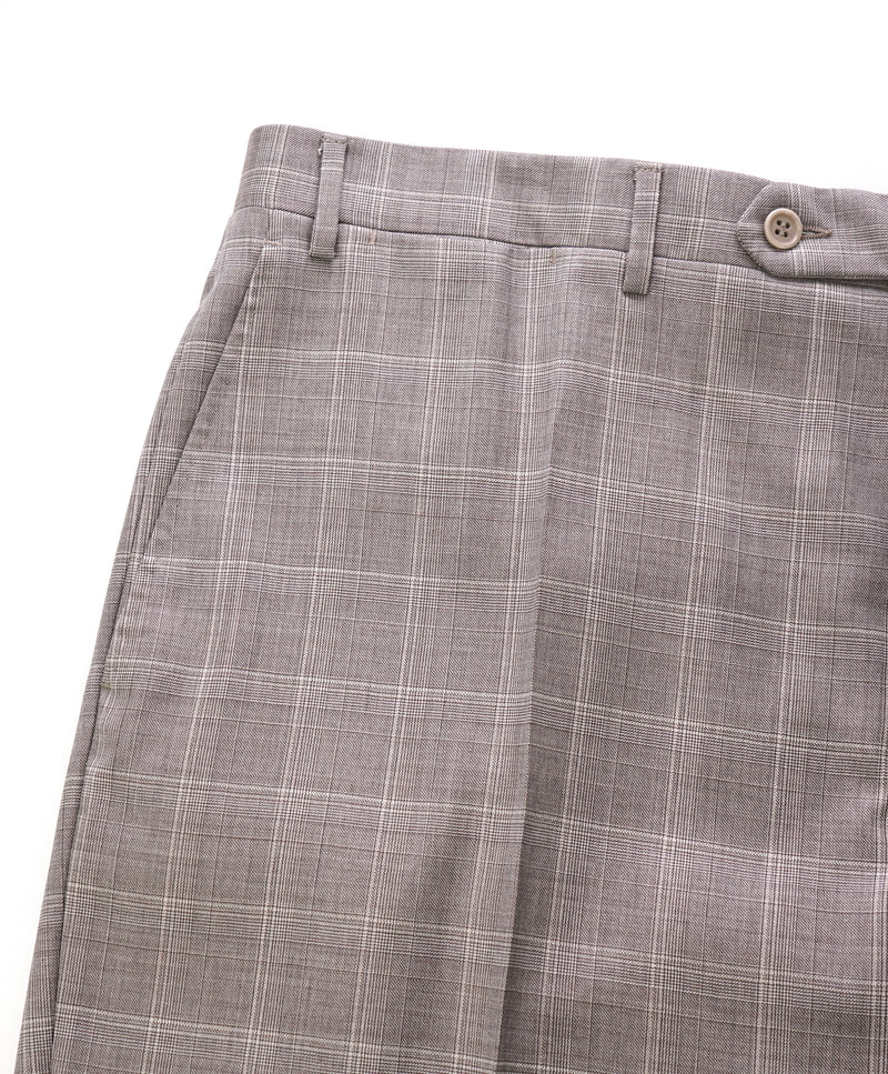 CANALI - Brown Bold Check Plaid Wool Flat Front Dress Pants - 34W