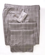 CANALI - Brown Bold Check Plaid Wool Flat Front Dress Pants - 34W