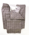 CANALI - Brown Bold Check Plaid Wool Flat Front Dress Pants - 34W