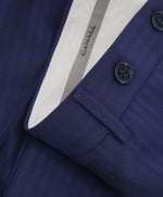 CANALI - Royal Blue Herringbone Flat Front Dress Pants - 37W