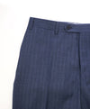 CANALI - Medium Blue Alt Herringbone Wool Flat Front Dress Pants - 34W