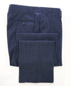 CANALI - Medium Blue Alt Herringbone Wool Flat Front Dress Pants - 34W