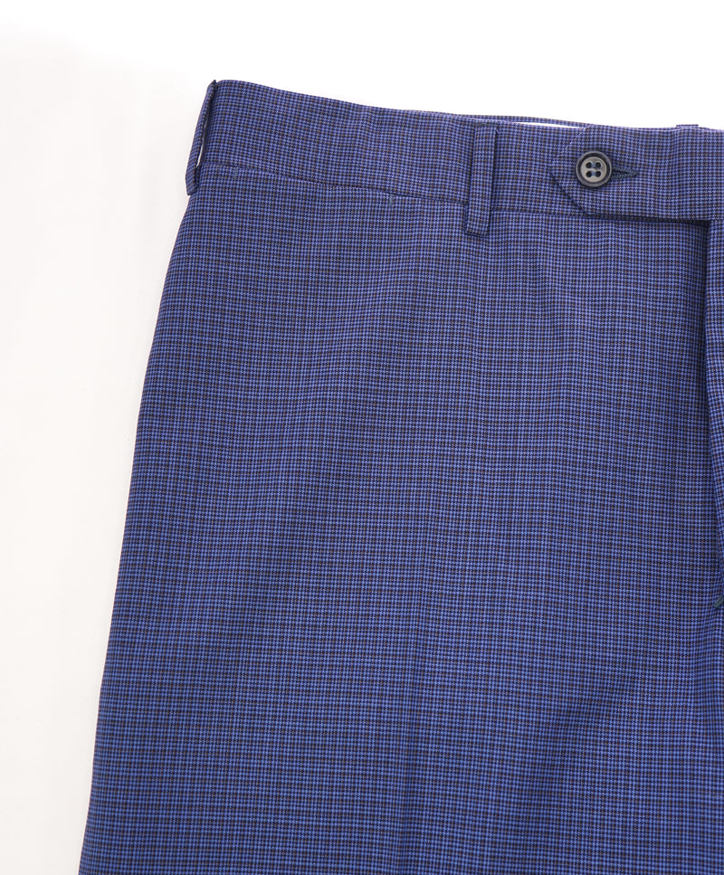CANALI - Blue & Purple Bold Houndstooth Flat Front Dress Pants - 36W