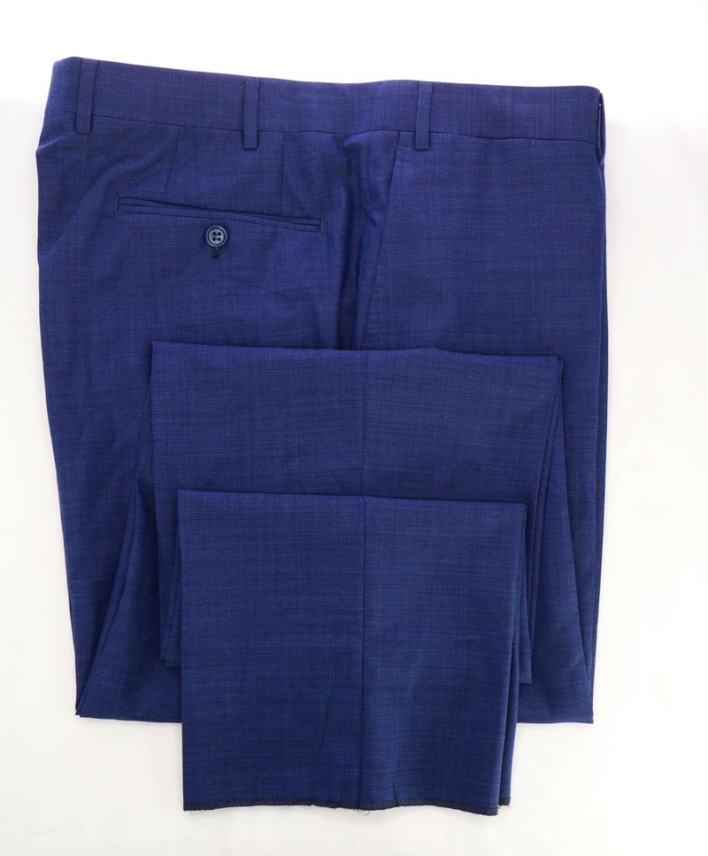 CANALI -Birdseye Textured Light Blue Wool Flat Front Dress Pants - 38W