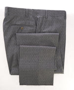 CANALI - Gray Geometric Squares Pattern Flat Front Dress Pants - 36W