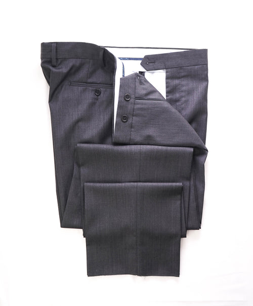SAKS FIFTH AVE - Charcoal Wool & Silk MADE IN ITALY Flat Front Dress Pants - 38W