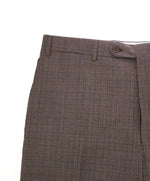 CANALI - Bold Brown & Blue Prince of Wales Check Flat Front Dress Pants - 36W