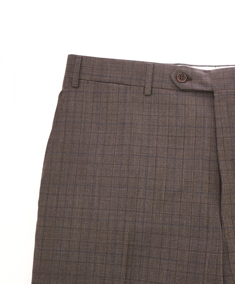 CANALI - Bold Brown & Blue Prince of Wales Check Flat Front Dress Pants - 36W