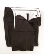 CANALI - Bold Brown & Blue Prince of Wales Check Flat Front Dress Pants - 36W